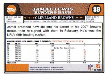 2008 Topps #89 Jamal Lewis Back