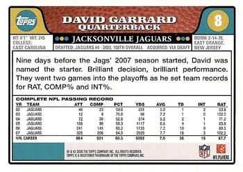 2008 Topps #8 David Garrard Back