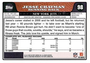 2008 Topps #98 Jesse Chatman Back