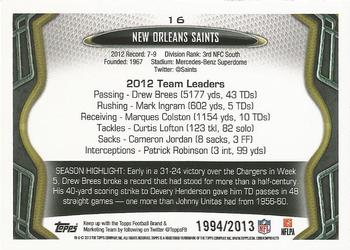 2013 Topps - Gold #16 New Orleans Saints Back