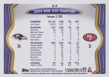 2013 Topps - Gold #23 Baltimore Ravens Super Bowl XLVII Champions Back