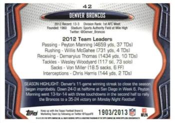 2013 Topps - Gold #42 Denver Broncos Back