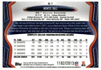 2013 Topps - Gold #61 Montee Ball Back