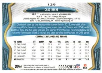 2013 Topps - Gold #139 Chad Henne Back
