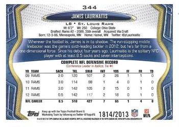 2013 Topps - Gold #344 James Laurinaitis Back