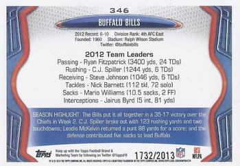 2013 Topps - Gold #346 Buffalo Bills Back