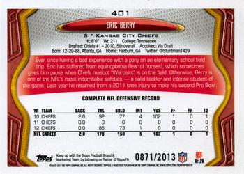 2013 Topps - Gold #401 Eric Berry Back