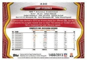 2013 Topps - Gold #430 Larry Fitzgerald Back