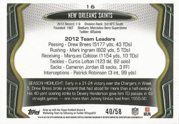 2013 Topps - Black #16 New Orleans Saints Back