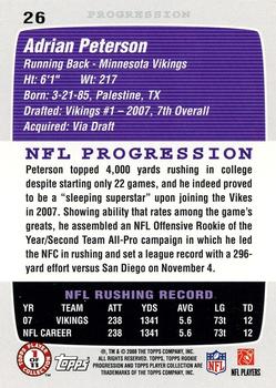 2008 Topps Rookie Progression #26 Adrian Peterson Back