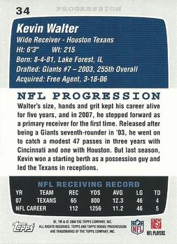 2008 Topps Rookie Progression #34 Kevin Walter Back