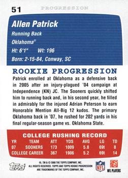 2008 Topps Rookie Progression #51 Allen Patrick Back