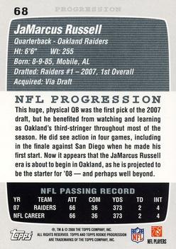 2008 Topps Rookie Progression #68 JaMarcus Russell Back