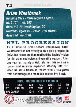 2008 Topps Rookie Progression #74 Brian Westbrook Back