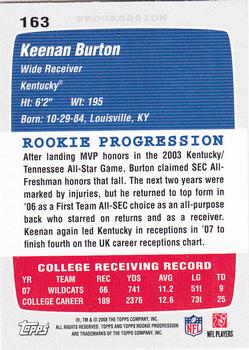 2008 Topps Rookie Progression #163 Keenan Burton Back