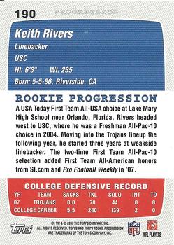 2008 Topps Rookie Progression #190 Keith Rivers Back