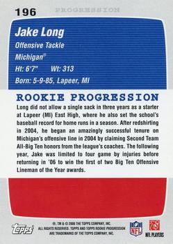 2008 Topps Rookie Progression #196 Jake Long Back