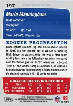 2008 Topps Rookie Progression #197 Mario Manningham Back