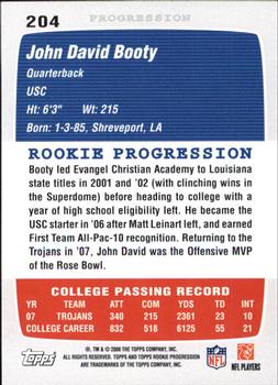 2008 Topps Rookie Progression #204 John David Booty Back