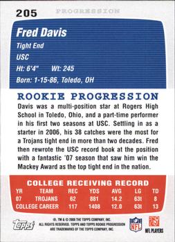 2008 Topps Rookie Progression #205 Fred Davis Back