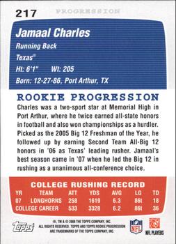 2008 Topps Rookie Progression #217 Jamaal Charles Back