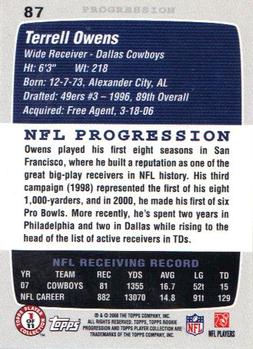 2008 Topps Rookie Progression #87 Terrell Owens Back