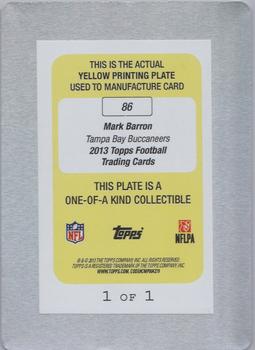 2013 Topps - Printing Plates Yellow #86 Mark Barron Back