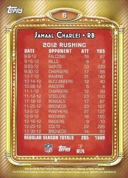2013 Topps - 1000 Yard Club #6 Jamaal Charles Back