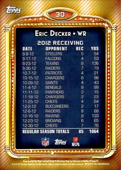 2013 Topps - 1000 Yard Club #30 Eric Decker Back
