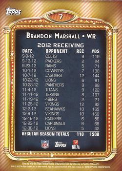 2013 Topps - 1000 Yard Club #7 Brandon Marshall Back