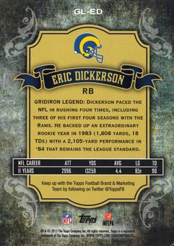 2013 Topps - Gridiron Legends #GL-ED Eric Dickerson Back