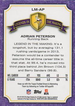 2013 Topps - Legends in the Making #LM-AP Adrian Peterson Back