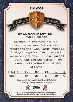 2013 Topps - Legends in the Making #LM-BM Brandon Marshall Back
