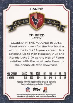 2013 Topps - Legends in the Making #LM-ER Ed Reed Back