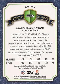 2013 Topps - Legends in the Making #LM-ML Marshawn Lynch Back