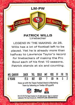 2013 Topps - Legends in the Making #LM-PW Patrick Willis Back