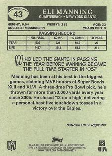 2013 Topps - 1959 Minis #43 Eli Manning Back