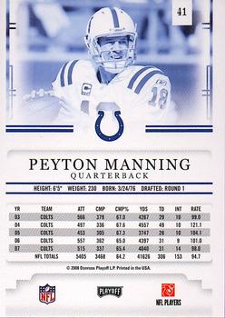 2008 Playoff Prestige #41 Peyton Manning Back