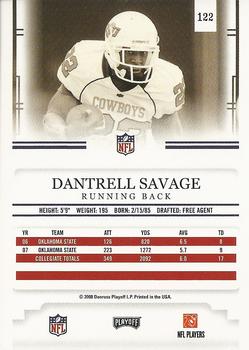 2008 Playoff Prestige #122 Dantrell Savage Back
