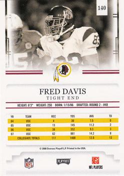 2008 Playoff Prestige #140 Fred Davis Back