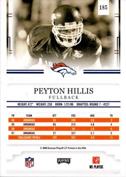 2008 Playoff Prestige #185 Peyton Hillis Back