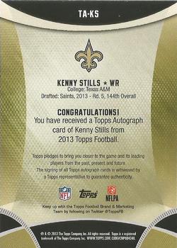 2013 Topps - Autographs #TA-KS Kenny Stills Back