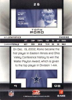 2008 Donruss Elite #26 Tony Romo Back