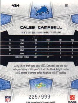 2008 Score Select #424 Caleb Campbell Back