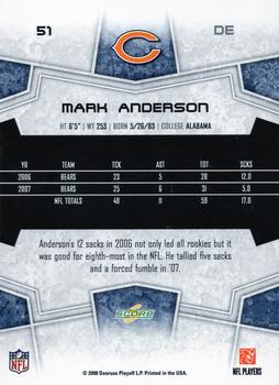 2008 Score Select #51 Mark Anderson Back