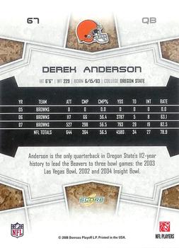 2008 Score Select #67 Derek Anderson Back
