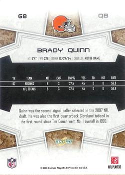 2008 Score Select #68 Brady Quinn Back
