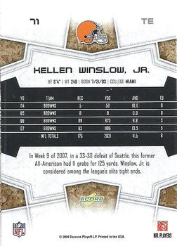 2008 Score Select #71 Kellen Winslow, Jr. Back