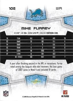 2008 Score Select #102 Mike Furrey Back
