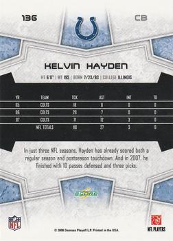 2008 Score Select #136 Kelvin Hayden Back